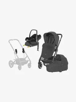 Cybex TALOS S Lux Duovogn inkl. Maxi-Cosi CabrioFix i-Size Autostol Baby & Base, Moon Black/Black