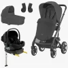 Cybex TALOS S Lux Duovogn inkl. Beemoo Route i-Size Autostol Baby & ISOFIX Base, Moon Black/Black Stone