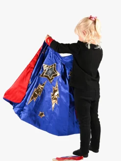 Den Goda Fen Vendbar Kappe med Øjenmaske 98-128 cm, Blå/Rød