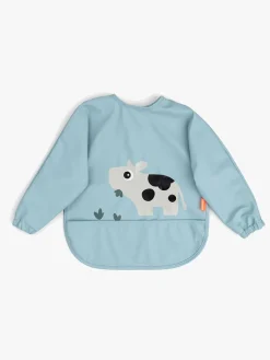 Done By Deer Tiny Farm Langærmet Hagesmæk med Lomme, Blue