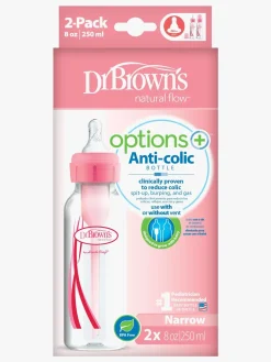 Dr. Brown's Option+ Smal Hals Sutteflaske 250 ml 2-pak, Lyserød