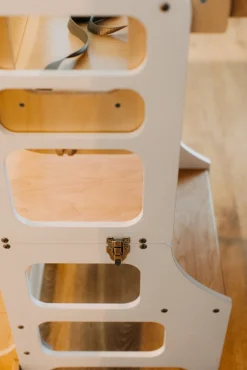 Duck Woodworks 3-i-1 Sammenklappeligt Læringstårn med Højstol, Hvid