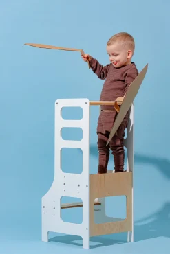 Duck Woodworks Justerbart Læringstårn, Hvid