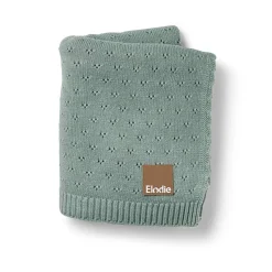 Elodie Pointelle-strikket Tæppe 100x75, Pebble Green