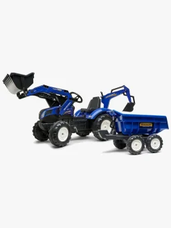 Falk New Holland Pedaltraktor med Trailer, Blå