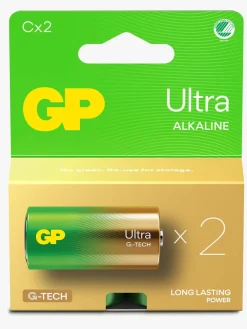 GP Ultra Alkaline G-TECH C/LR14 Batterier Svanemærket 2-Pak