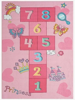 Happy Kids Gulvtæppe 120x160, Lyserødt