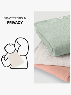 Hauck Cuddle N Clean Tæppe/ Stofble i Musselin 3-pak, Sage/Beige/Dots/Cork