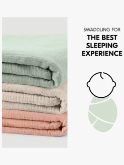 Hauck Cuddle N Clean Tæppe/ Stofble i Musselin 3-pak, Sage/Beige/Cork