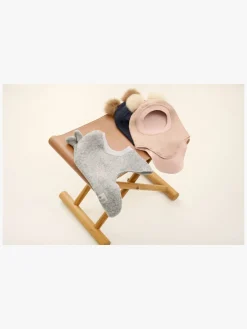 Huttelihut Elefanthue i Uld med Pomponer, Dark Navy