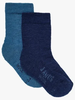 Janus Uldstrømper Merinoblanding 2-pak, Lyseblå