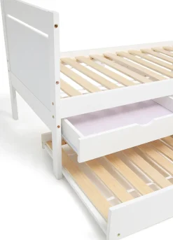 JLY 70x140 Juniorseng med Ekstraseng + Opbevaringskasser, Hvid