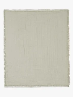 Jollein Tæppe/ Stofble i Musselin Fringe, Olive Green/Ivory