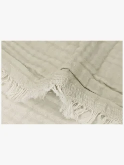 Jollein Tæppe/ Stofble i Musselin Fringe, Olive Green/Ivory