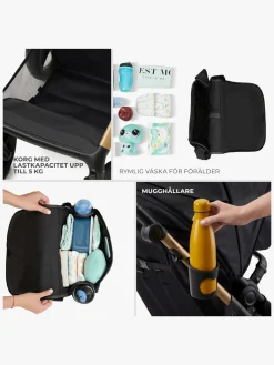 Kinderkraft MOOV 2 Air 3-in-1 Kombivogn, Pure Black