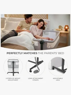Kinderkraft Neste Up 2 Bedside Crib, Light Grey