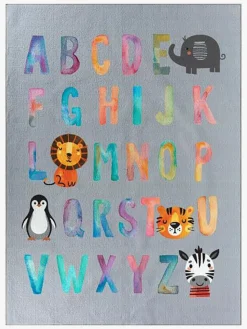 KMCarpets Gulvtæppe Alfabet 120 x 160, Grå