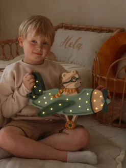 Little Lights Lampe Flyvemaskine Bjørn, Khaki