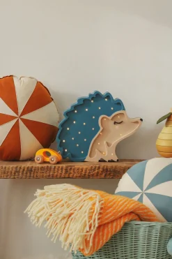 Little Lights Lampe Pindsvin, Træ/Blå