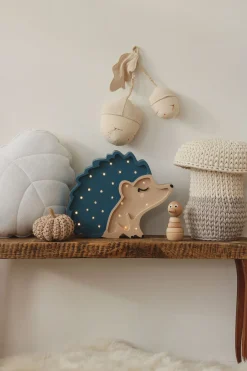 Little Lights Lampe Pindsvin, Træ/Blå