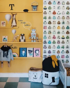 Little Lights Lampe Robot, Metallic Grå