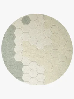 Lorena Canals  Vaskbart Gulvtæppe 140 Rundt Honeycomb, Salvieblå