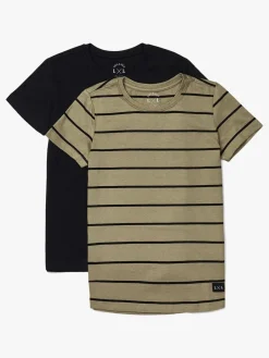 Luca & Lola Adelmo T-Shirt 2-pak, Black/Stripes