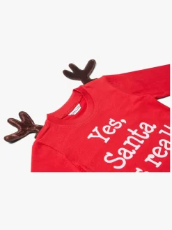 Luca & Lola Baby Langærmet t-shirt Santa Is Real Deer, Red