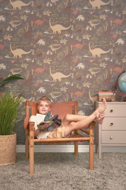 Majvillan Tapet Dinosaur Vibes, Evening Grey
