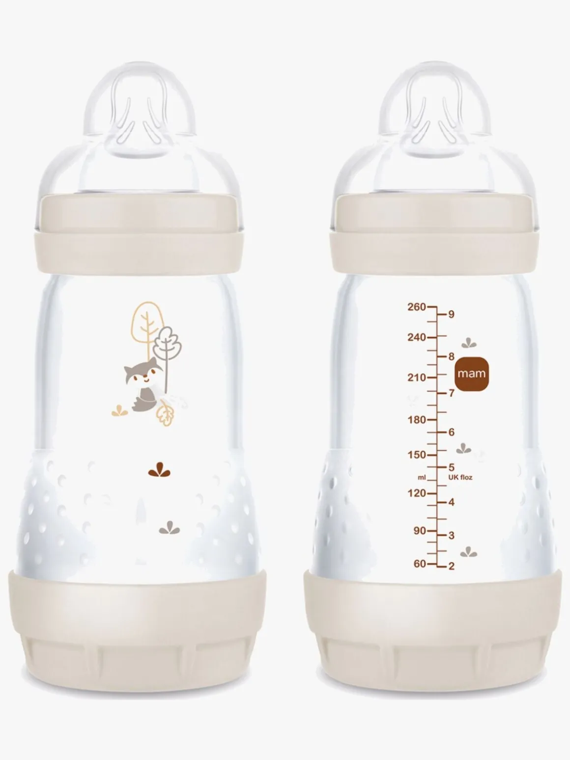 MAM Air Naturgummi Sutter 6-16m & Easy Start Sutteflaske Anti-kolik 260 ml, Neutral