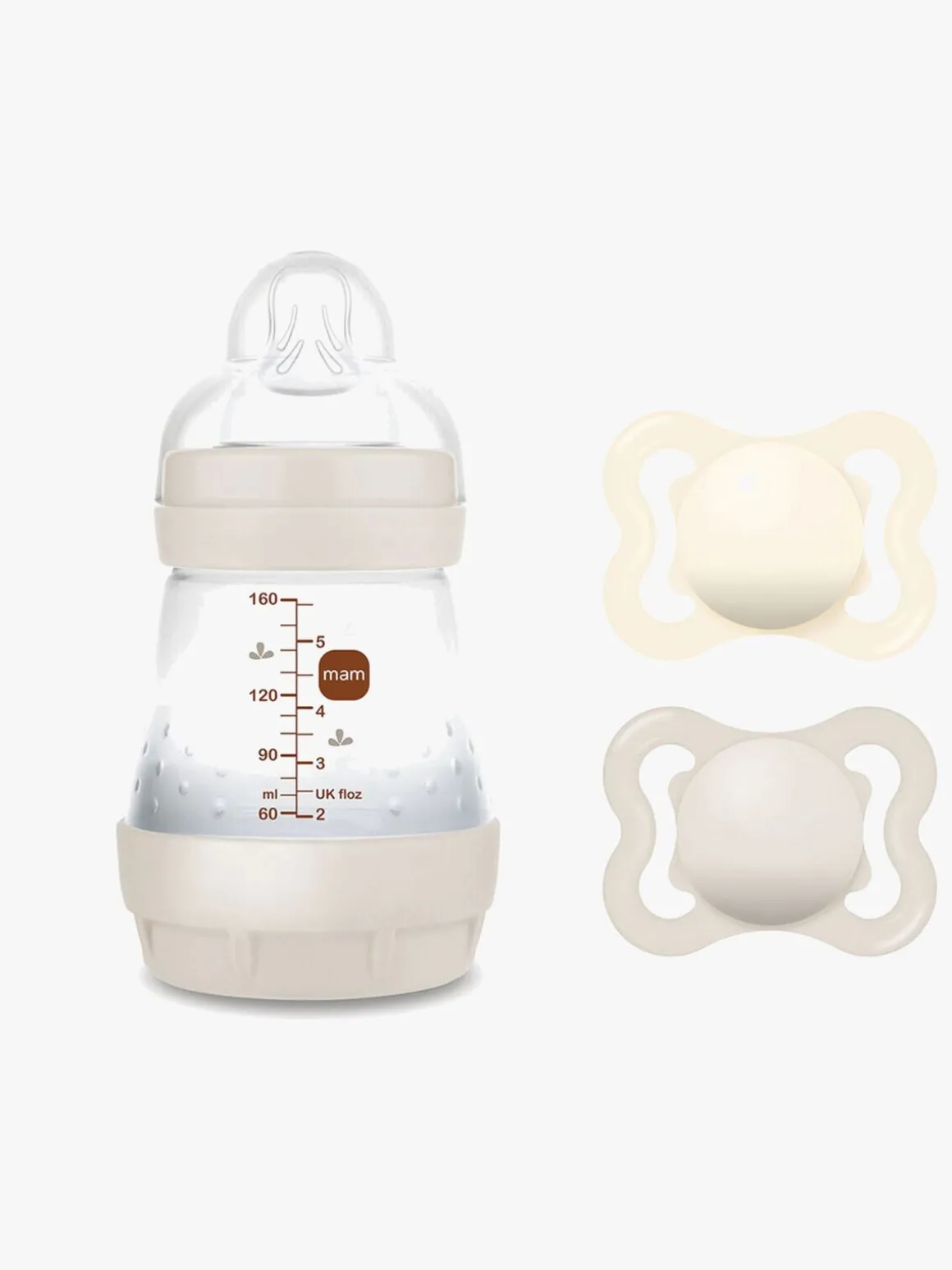 MAM Air Naturgummi Sutter 0-6m & Easy Start Sutteflaske Anti-kolik 160 ml, Neutral