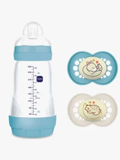 MAM Original Night Silikone Sutter 2-pak & Easy Start Sutteflaske Anti-kolik 260 ml, Blå