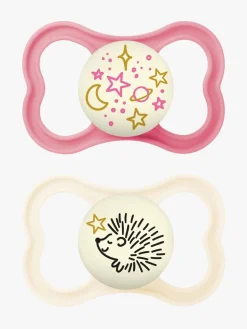MAM Supreme Night Silikone Sutter 6-16m 2-pak, Pink/Neutral