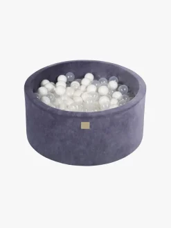Meowbaby Rund Boldbassin Velour 40x90, Blågrå