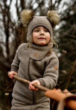 Mikk-Line Elefanthue Merinould med Pomponer, Melange Denver