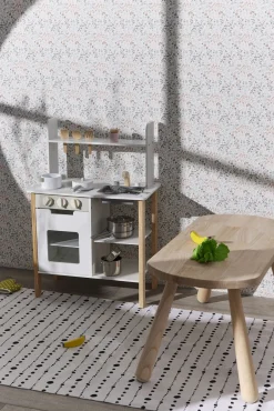 Minitude Gulvtæppe Prikker 80x150, Hvid/Sort