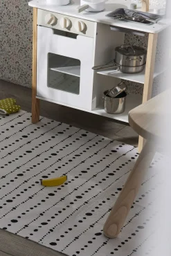 Minitude Gulvtæppe Prikker 80x150, Hvid/Sort