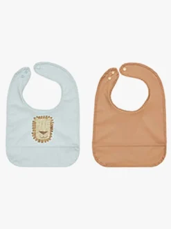 OYOY Lobo Løve Hagesmæk 2-pak, Caramel/Ice Blue