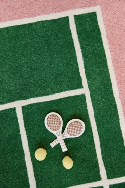 OYOY Tennis Gulvtæppe 88x150, Green/Rose
