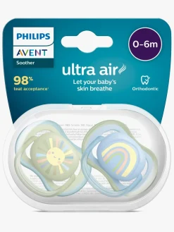 Philips Avent Ultra Air Deco Sut 2-Pak 0-6m, Grøn/Blå