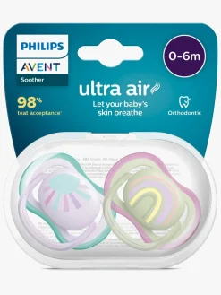 Philips Avent Ultra Air Deco Sut 2-Pak 0-6m, Grøn/Lilla