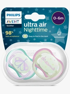 Philips Avent Ultra Air Night Sutter 2-Pak 0-6m, Grøn/Lilla
