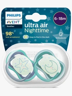 Philips Avent Ultra Air Night Sutter 2-Pak 6-18m, Grøn/Blå