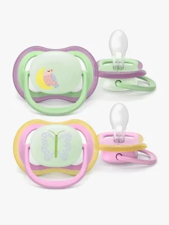 Philips Avent Ultra Air Sut Nat 6-18m 2-pak, Pink/lysegrøn