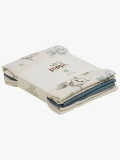 Pippi Tæpper/ Stofbleer i Musselin 3-Pak, Metal Mint