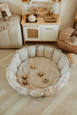 Play&Go Organic Bloom Legetæppe, Stripes Blue