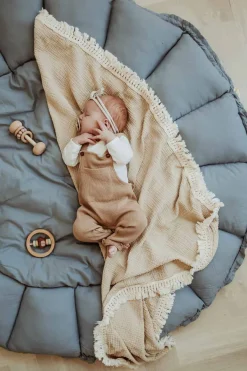 Play&Go Organic Bloom Legetæppe, Dusty Blue