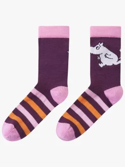 Reima Mumitroldene  Stribede Strømper Merinomix, Deep Purple