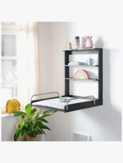 Roba Væghængt Puslebord & Puslepude, Anthracite Lacquered/Silver Grey