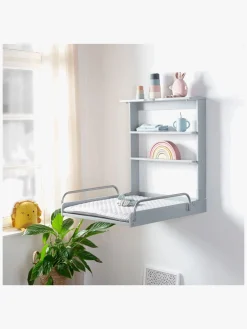 Roba Væghængt Puslebord & Puslepude, Taupe Lacquered/Silver Grey